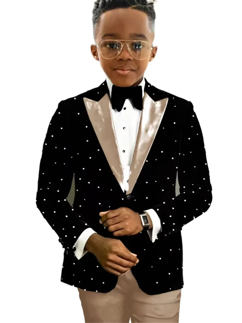 Boys Luxury Beaded Suits 2 Pieces Jacket Pants Wedding Ring Bearer Outfit Formal Handsome Kids Suit Set Host Costumes 2-20T