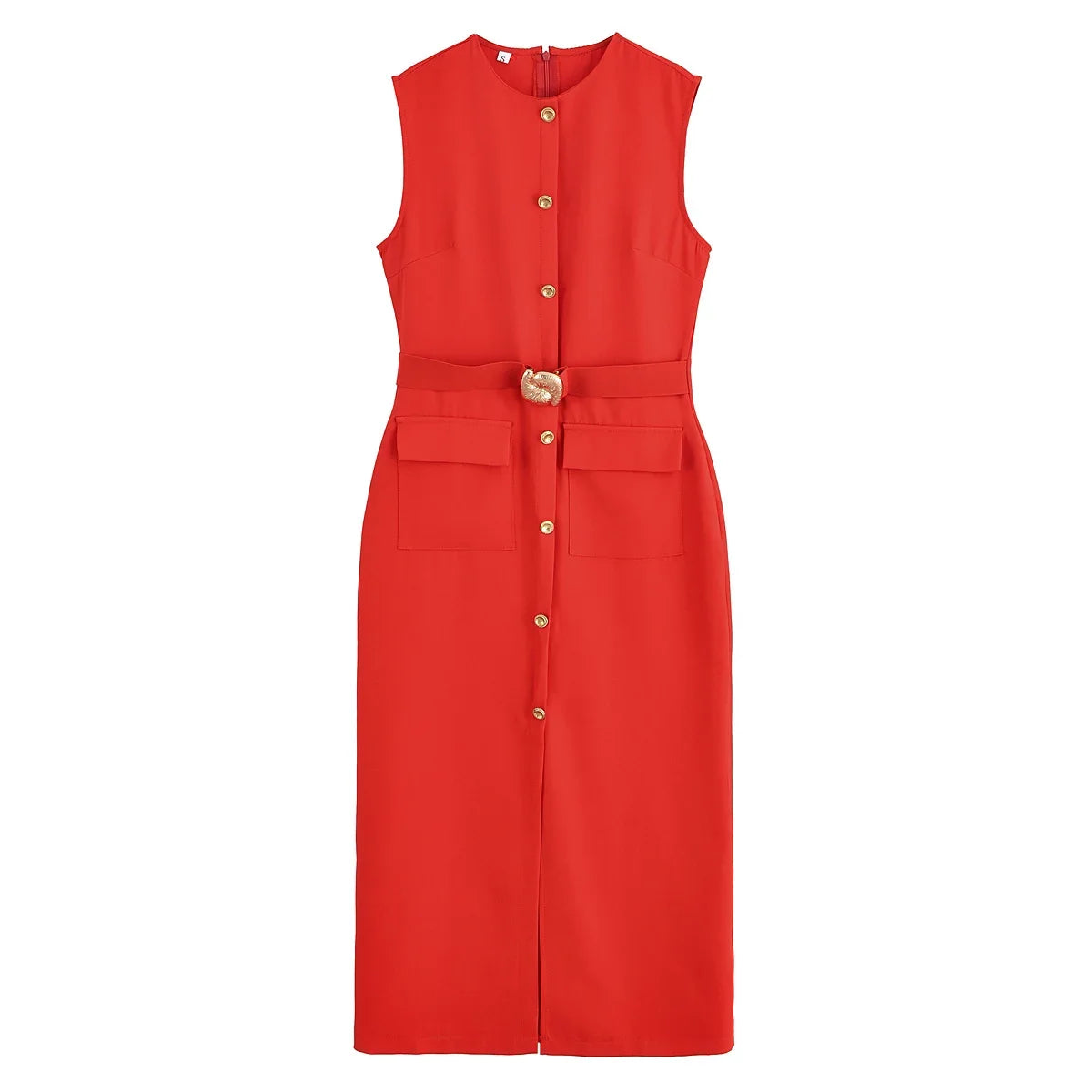 2025 Womens Dresses Black Office Long Dresses for Women Spring Sleeveless Midi Dress Woman Belt Button Women's Dress Vest