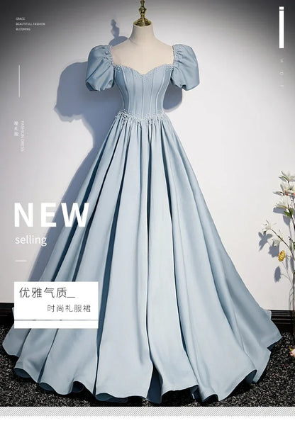 Palace Style Women's Evening Dresses Light Luxury Satin Lace-up Slimming Banquet Ball Gown Skirt Prom Dress Vestidos