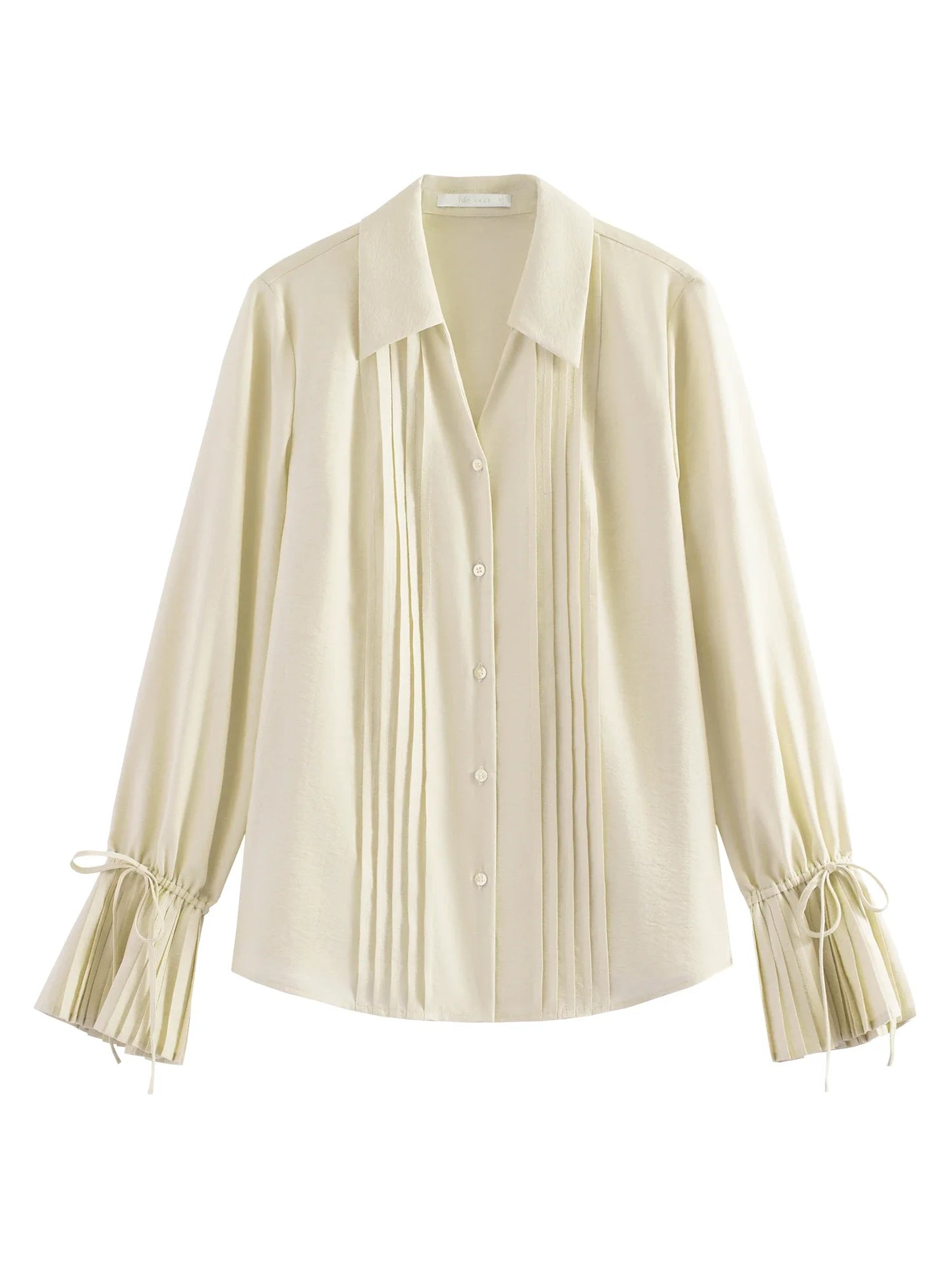 Blue Shirt For Women Spring 2025 New Design French Style Pleated Long Sleeve Chic Shirt Versatile Casual Top 25FS11150