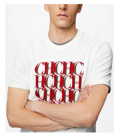 Men's Short Sleeves Pure Cotton Round Neck Letter Design Men's Short Sleeves New Fashion Commuter Versatile Men's Classic Top