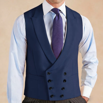 Men Vest White With Lapel Solid Double Breasted Waistcoat For Wedding Banquet Business Work Office Casual Daily Men Suit Vest