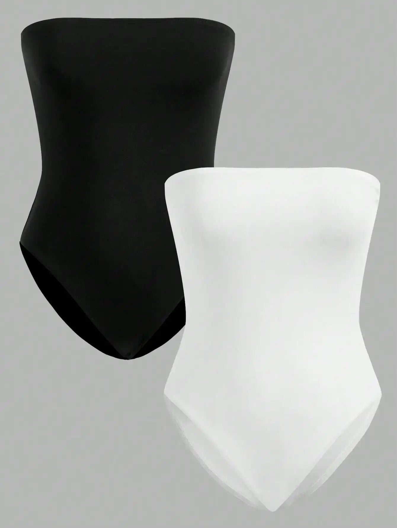 2 Pieces  Women’s Seamless Strapless Bodysuits – Black & White, Slim Fit, Tube Top Style, Comfortable Stretch Fabric