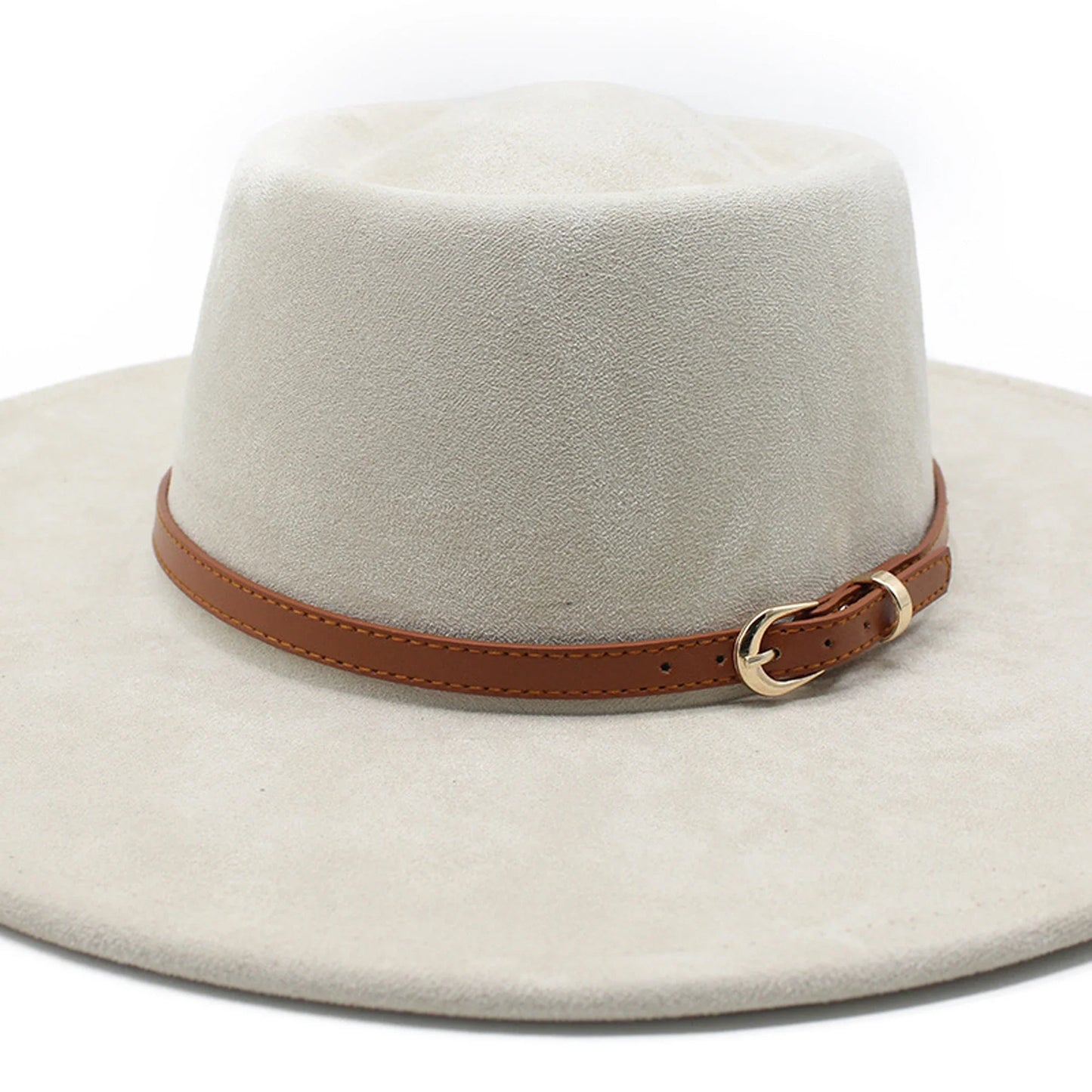 Men Women Felt Fedora Hat Stylish Decorative Belt Design Panama Hat Wide Brim Jazz Cap