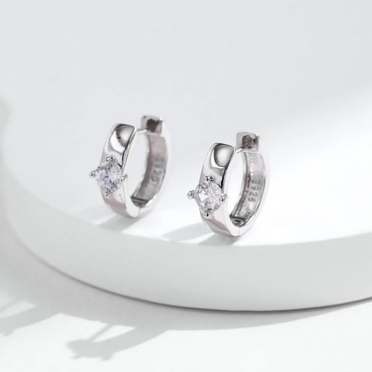 Round Moissanite Ear Buckles Lab Diamond 925 Sterling Silver Engagement & Wedding Hoop Earrings for Women Jewelry Gifts