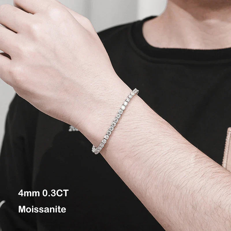 925 Sterling Silver Moissanite Bracelet 0.1ct 3mm D VVS1 Diamond with GRA for Women Sparkling Wedding Party Fine Jewelry