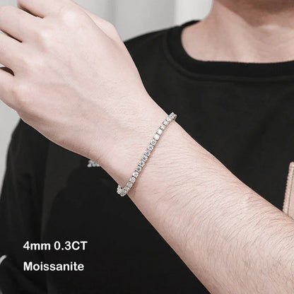 925 Sterling Silver Moissanite Bracelet 0.1ct 3mm D VVS1 Diamond with GRA for Women Sparkling Wedding Party Fine Jewelry