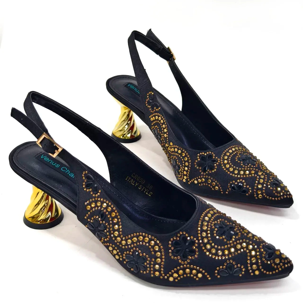 2024 Elegant Rhinestone Pointed-Toe Pumps With Matching Bag Set Large Capacity Bag for Women's Party High Heels