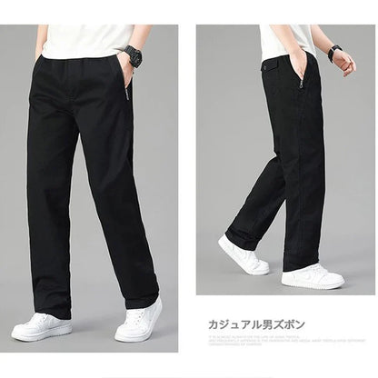 High Quality Men's Cargo Pants Elastic Waist Cotton Trousers Tacitcal Pants Spring Autumn Hiking Work Pants with Zip Pockets
