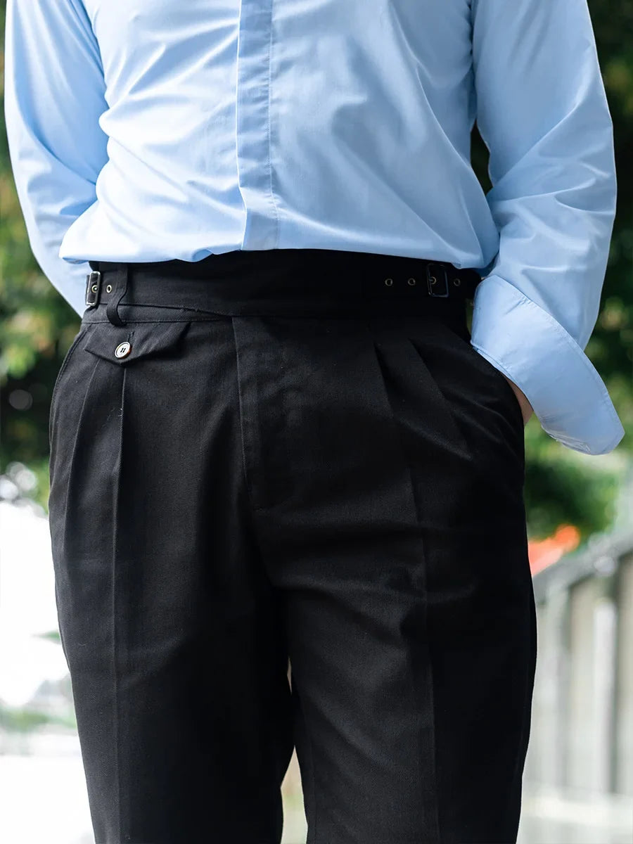 Four seasons high density cotton black georgette casual pants men active dye tapered nine pants can be customized pants