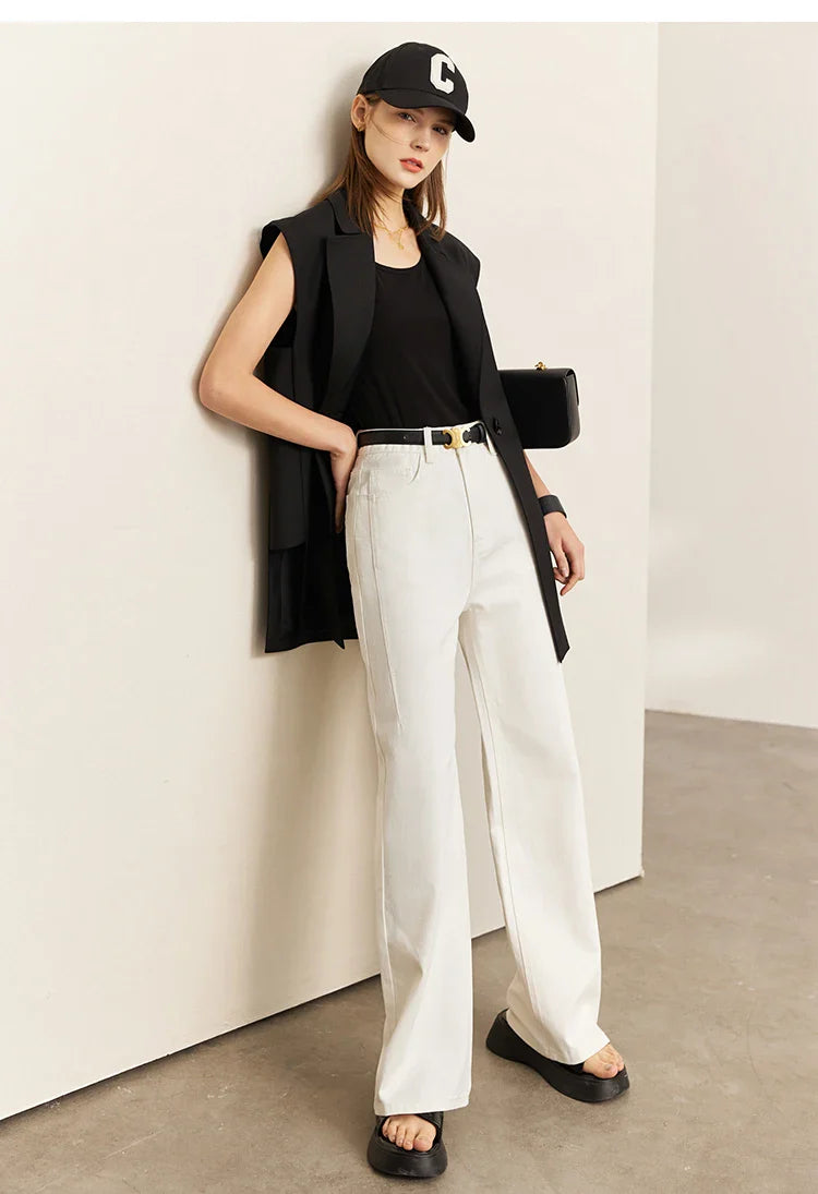 Minimalism Women Jeans 2025 Autumn Vintage Denim Pants Loose Wide Leg Pants Woman Casual Pants Female Trousers 12551002