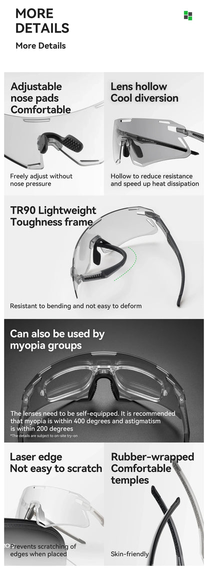 Photochromic Cycling Glasses Bike Bicycle Glasses Sports Men's Sunglasses MTB Road Cycling Eyewear Protection Goggles
