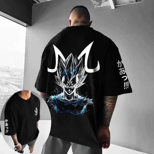 Dragon Ball Men's T-Shirt Vegeta Japanese Anime Summer Boy Children's Short Sleeve Niche Loose Street Parent-Child Clothing