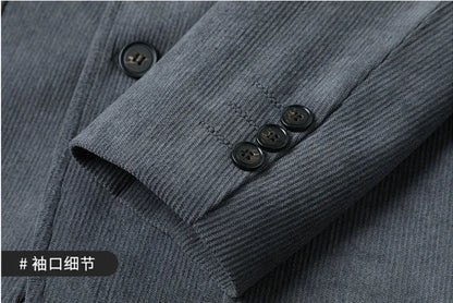 2026 Spring/Fall Men's Blue Suit Jacket, Black Long-Sleeve V-Neck Single-Breasted Formal Coats, Asian Fit Slim Cut.