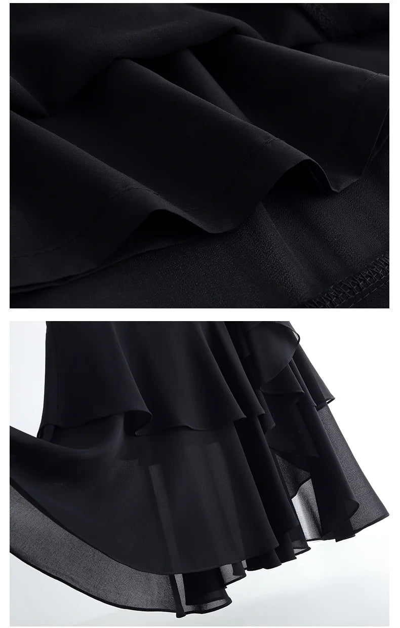 Fashion Irregular Fishtail Chiffon Skirts Elegant High Waist Summer Luxury Party Skirt Female Ruffles Long Skirts