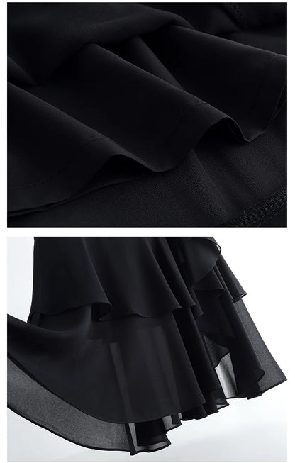 Fashion Irregular Fishtail Chiffon Skirts Elegant High Waist Summer Luxury Party Skirt Female Ruffles Long Skirts