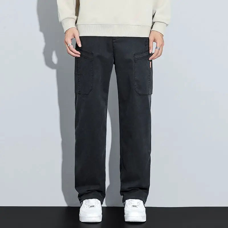 Men's Loose Straight Casual Work Pants 2025 Trendy Multi-Pocket Autumn Winter Workwear YM6106