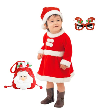 2025 Baby Girl Boy Christmas Costumes Red Santa Claus Suit Festival Halloween Cosplay Sets Christmas Baby Clothes