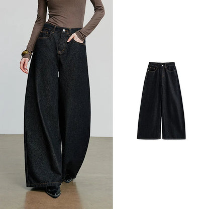 Women Denim Jeans 2025 Autumn New loose Curved Banana Wide Leg Pants