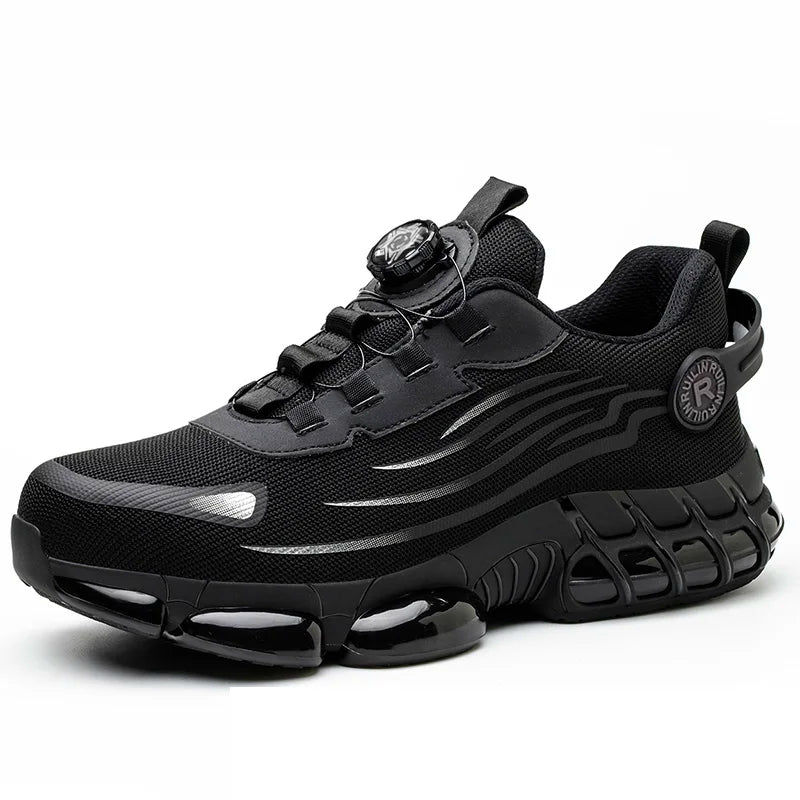  Rotary Button New Safety Shoes Men Anti-impact Anti-piercing Work Shoes Fashionable Men's Sports Shoes Air Cushion Work Shoes