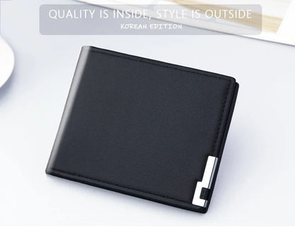 Short Men Wallets Card Holder Photo Holder Slim Male Print Wallet High Quality PU Leather Money Bag New Kpop Small Men's Purse