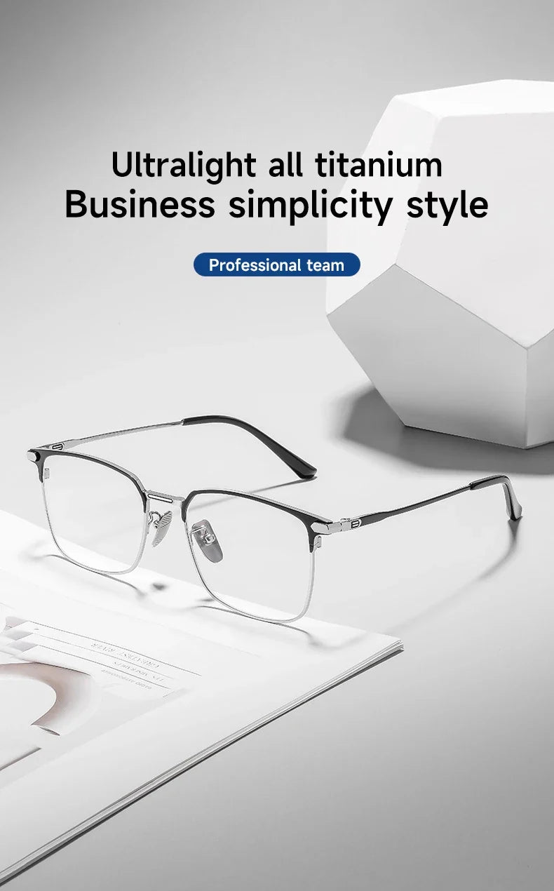 Fashion Square Pure Titanium Frame Simple Design Men's Anti-blue Light Glasses Can Be Customized Prescription 8007TS