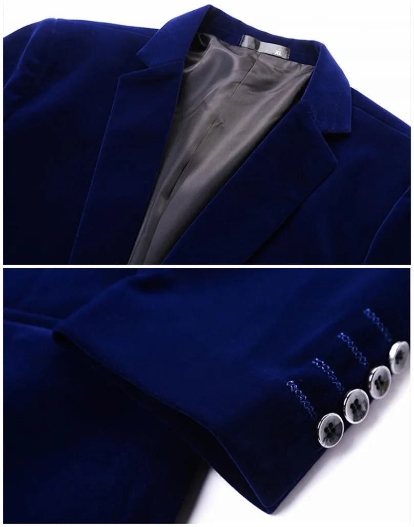 Plus Size 5XL-M Autumn Winter Velvet Men Suit Jacket Fashion Men's Wedding Dress Jacket Casual Slim Blazer Formal Evening Dress