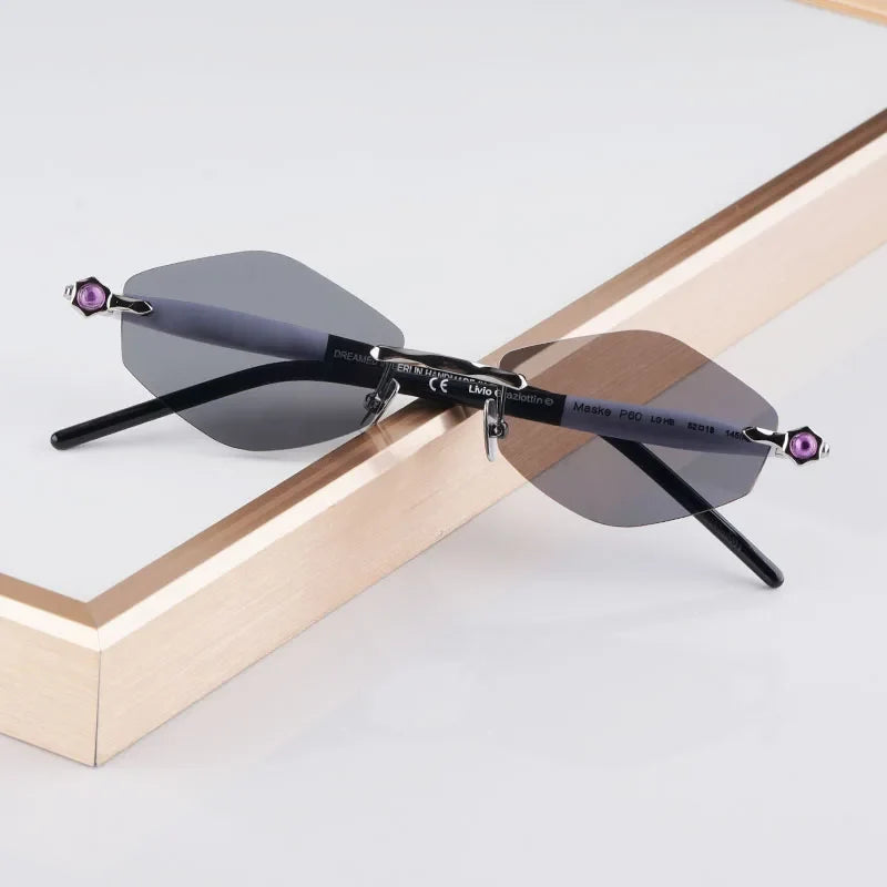 P60 Polygon Luxury Rimless Sunglasses for Men Women Acetate High Quality Germany Brand Fashion Design Gift UV400 Outdoor Eyeware