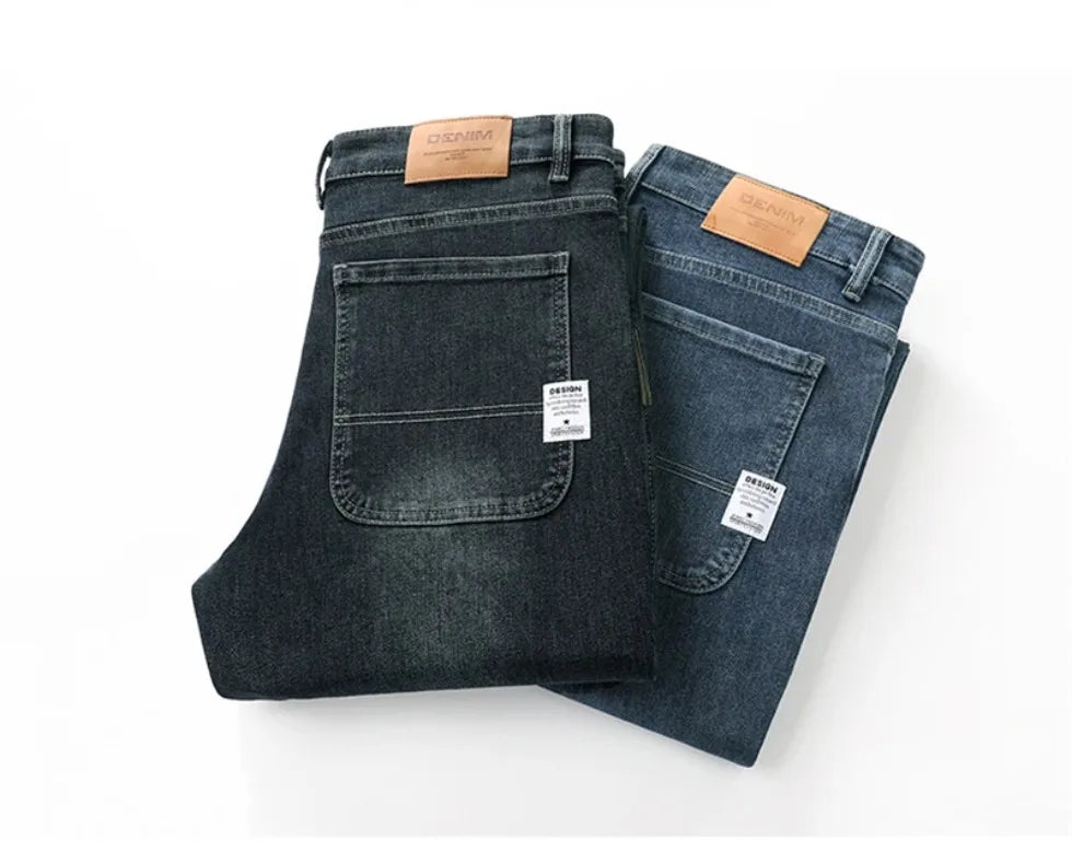 2026 New Spring and Autumn Men's Jeans, Loose, Comfortable, Straight, Business Casual, Versatile Wide-leg Business Trousers