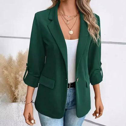 New Women's Blazers Long-sleeved Cardigan Single Button Simple Office Suit Top Commuting Fashion Versatile Basic Coats