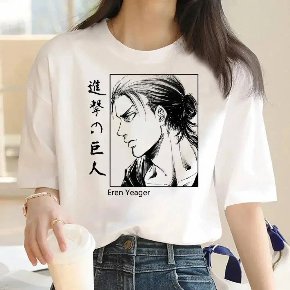 2024 New Anime Attack Titan Graphic Printing Harajuku T-Shirt Casual Fashion Short Sleeve Plus Size T-Shirt Ladies Short Sleeve