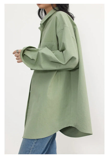 Korean Women's Long-sleeved Shirt Loose Woman Tops Fashion Woman Blouse Office Lady Coat 2025 Spring Autumn Clothing