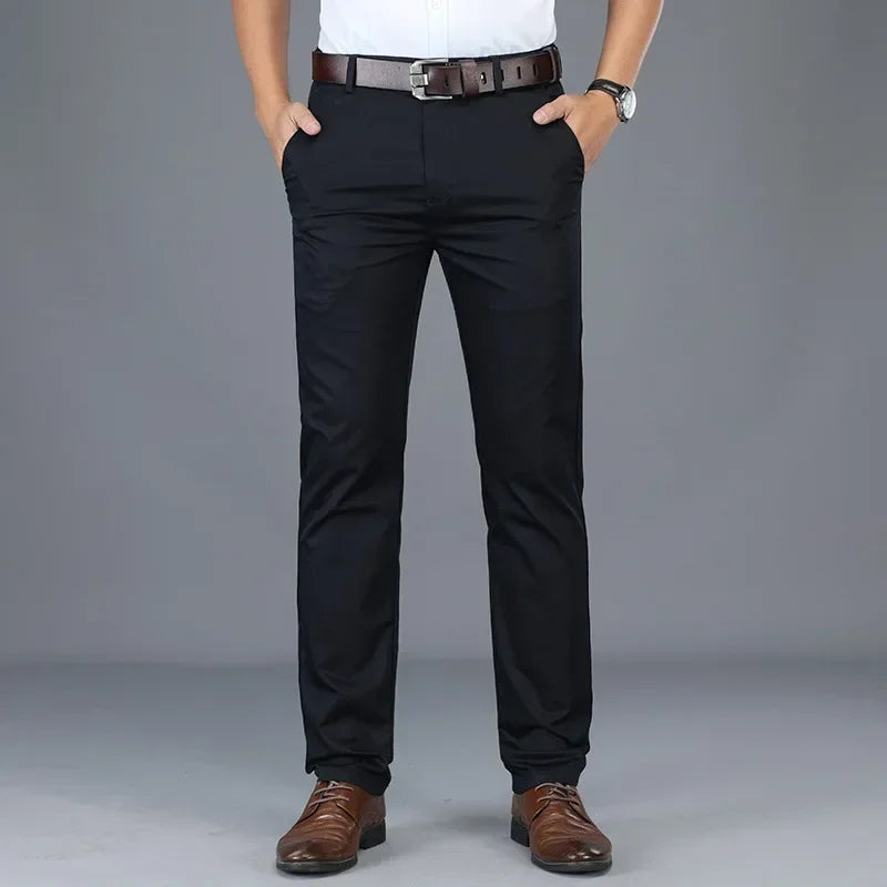 2026 Summer Thin Korean Style Business Casual Trousers for Men Stretch Soft Straight Leg Loose Fashionable Casual Pants Male