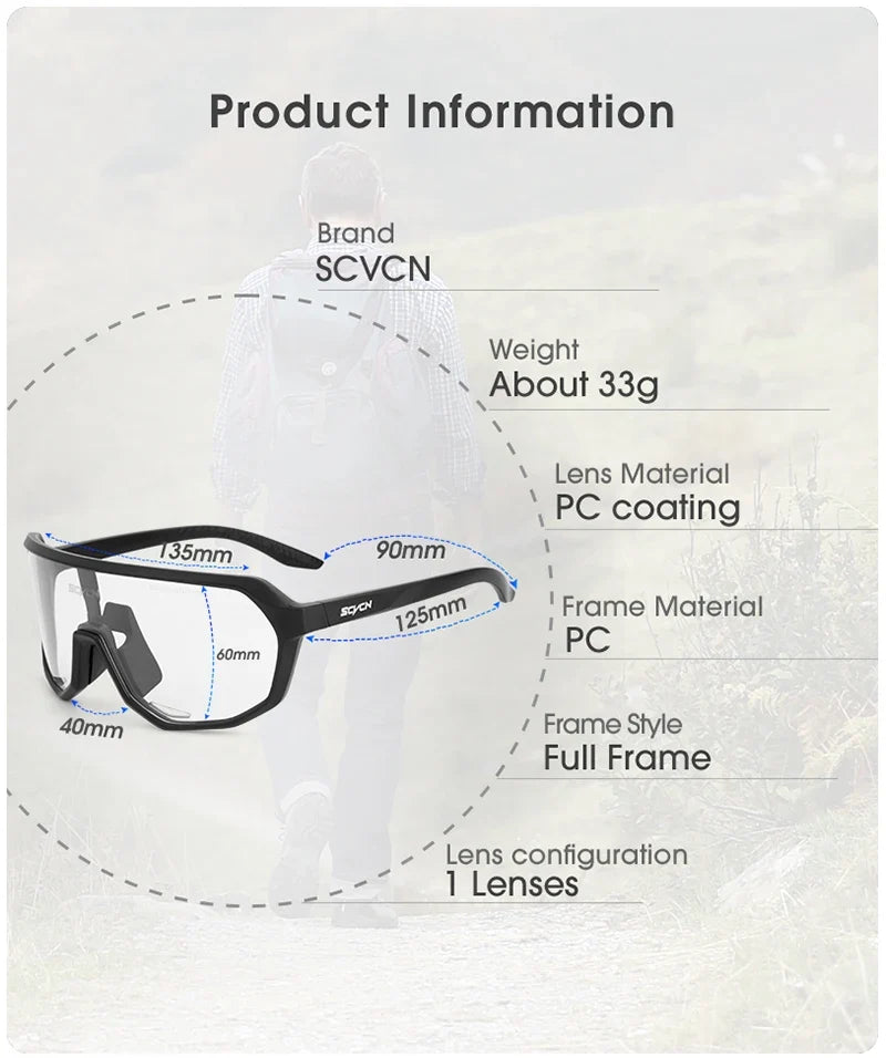 Photochromic Sports Sunglasses Cycling Glasses for Men Mountain MTB Bike Road Bicycle Cycle Goggles UV400 Women Driving