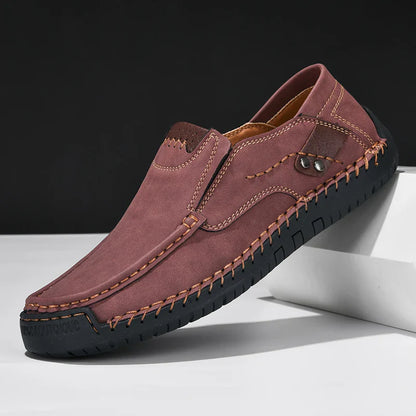 Handmade Leather Men Shoes Casual Comfortable Slip On Loafers Men Leather Shoes Flats Moccasins Walking Shoes