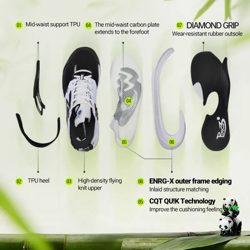 BIG3 6.0 Pro Men Basketball Shoes Carbon Plate Breathable Flexible Training Shock-Absorbing Male Sneakers 672521106