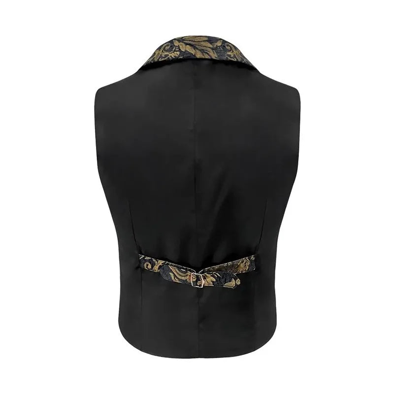 Four Seasons Men Suit Vest Contrast Color Printed Male Vest Slim Single-breasted Sleeveless Versatile Man Waistcoat