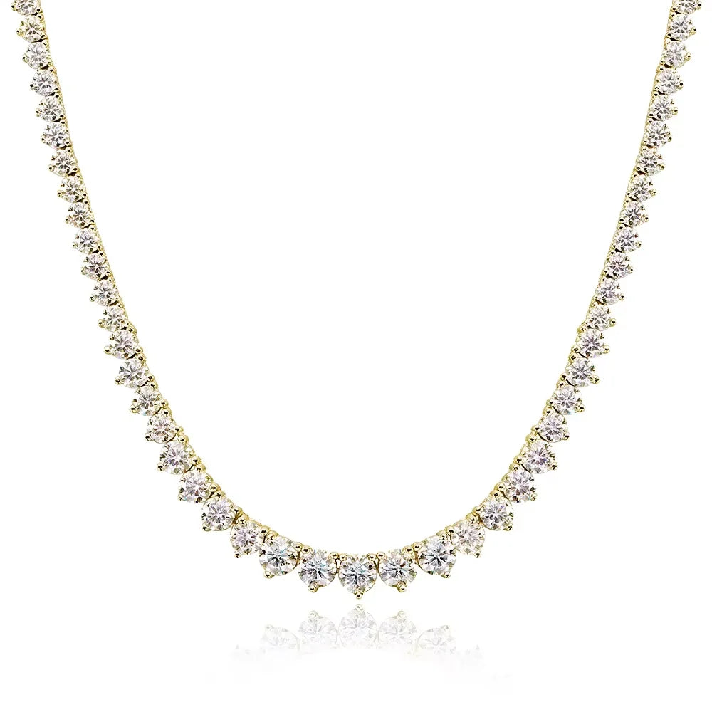 3 Claw D VVS1 Moissanite Tennis Necklace s925 Sterling Silver 18k White Gold GRA Certified Wedding Necklaces for Women