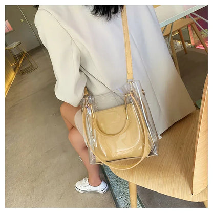 Fashion Transparent Women Shoulder Bag Jelly Candy Summer Beach Handbag for Female Messenger Bags Bolsa Totes Bucket Bag