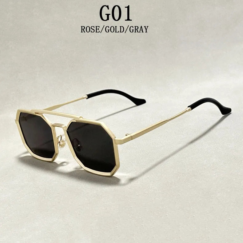 Blue Square Sunglasses For Men Retro Metal Steampunk Sunglasses Women Vintage Fashion Glasses Gafas De Sol Hombre Zonnebril Sun