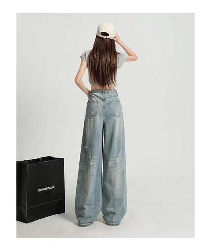 Skin Friendly Womens Straight Jeans Comfortable Leisure Baggy Denim Pants Low Rise Casual Streetwear Trendy Pocket Boyfriend
