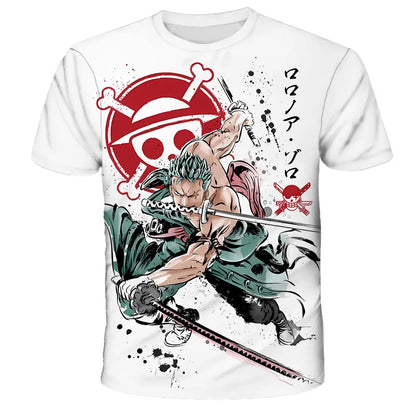 New Japanese anime One Piece cartoon children's adult 3D printed top T-shirt One Piece Dragon Ball boy cartoon top T-shirt