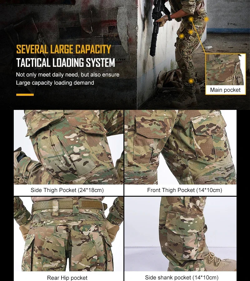 G3 Cargo Pants Men Hiking Pants with Pads camouflage Tactical Pant Streetwear Multicam Hunting Pants Gen3 Mens Clothing New