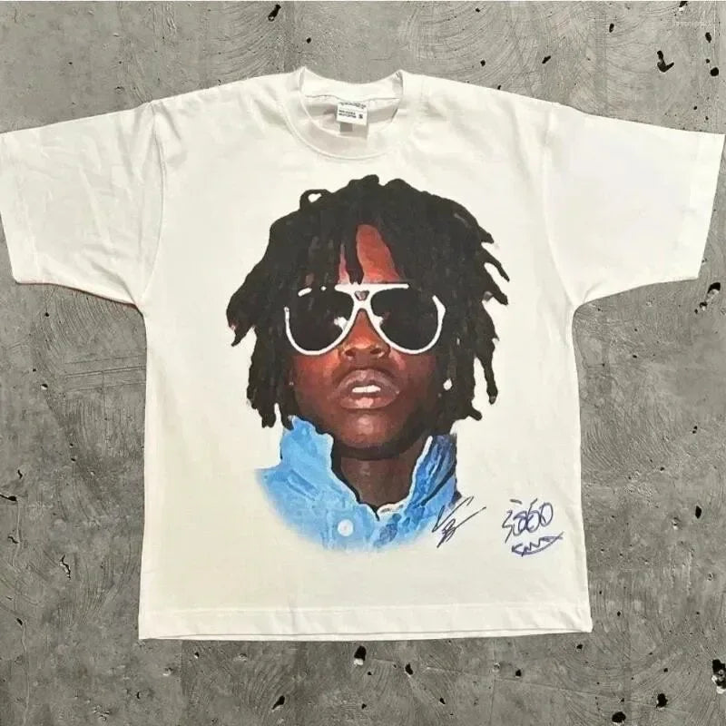 Retro Trend Portrait Print Short Sleeve T-Shirt Y2k Gothic Harajuku Men's T-Shirt Hip Hop Couple Casual Loose T Shirt Summer Top