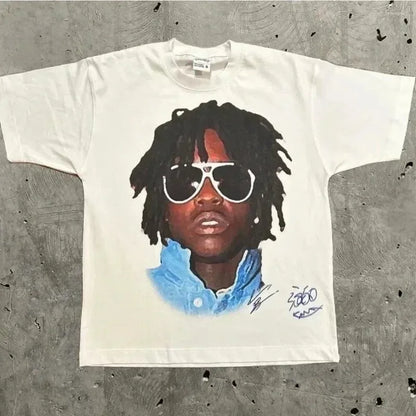 Retro Trend Portrait Print Short Sleeve T-Shirt Y2k Gothic Harajuku Men's T-Shirt Hip Hop Couple Casual Loose T Shirt Summer Top