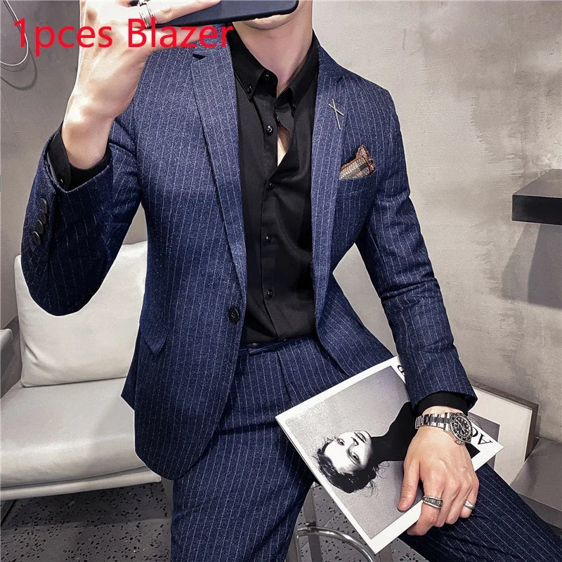 25 Colors 1 Pcs Blazer No Pants S-7XL New Wedding Dress Formal Business Slim Mens Suit Jacket Plaid Striped Solid Color