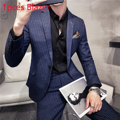 25 Colors 1 Pcs Blazer No Pants S-7XL New Wedding Dress Formal Business Slim Mens Suit Jacket Plaid Striped Solid Color