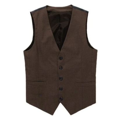 Men Vest Gray V Neck Single Button Solid Waistcoat For Wedding Birthday Banquet Party Business Work Daily Men Suit Vest ﻿