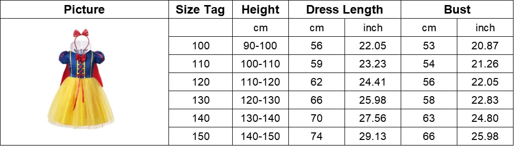 Kids Clothing 2PCS Set Dress+Cloak Snow White Princess Costume Halloween Carnival Cosplay Party Girls Dresses Birthday Party