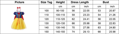 Kids Clothing 2PCS Set Dress+Cloak Snow White Princess Costume Halloween Carnival Cosplay Party Girls Dresses Birthday Party